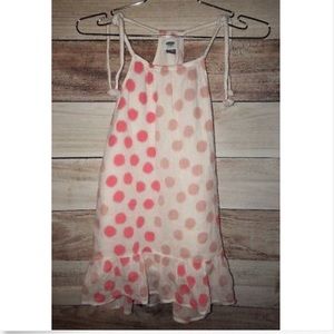 Old Navy White Dress Sz 5 Regular Pink Polka Dots